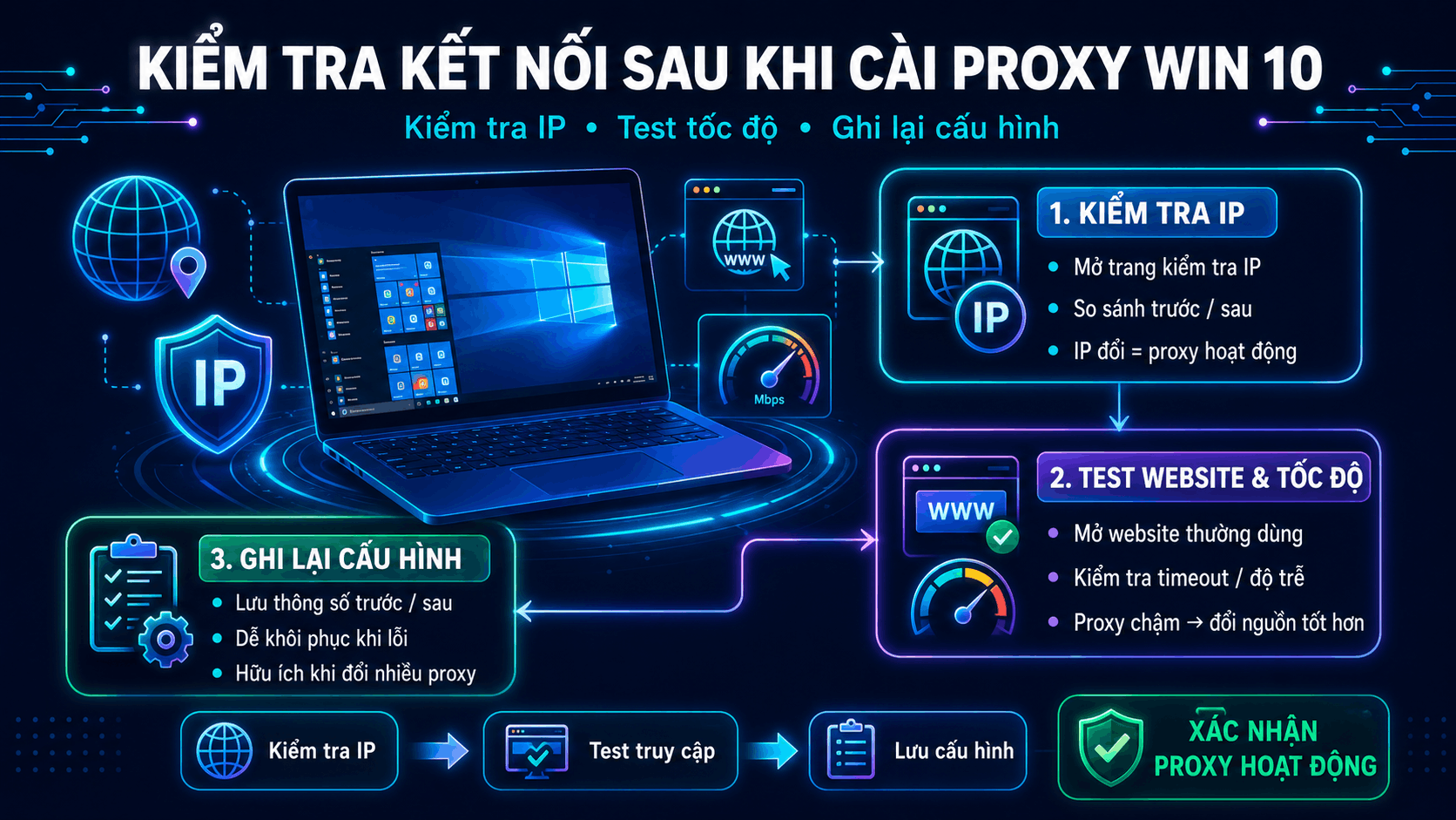 C&aacute;ch kiểm tra kết nối sau khi c&agrave;i đặt proxy cho Win 10